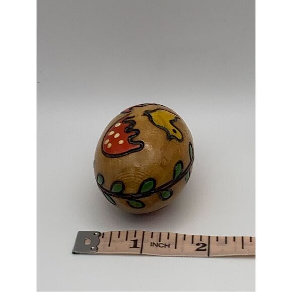 Vintage Wooden Hand Carved & Hand Painted Easter Egg - Picture 8 of 8